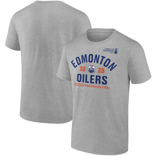 Men's Gray Edmonton Oilers Heather 2025 Stanley Cup Playoffs Eastern Conference Final Contender T-Shirt